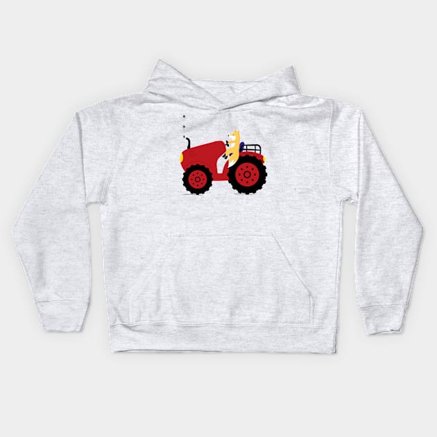 Tractor and fox Kids Hoodie by grafart